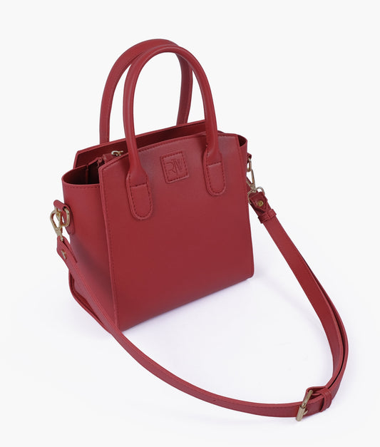 Red color top-handle mini handbag