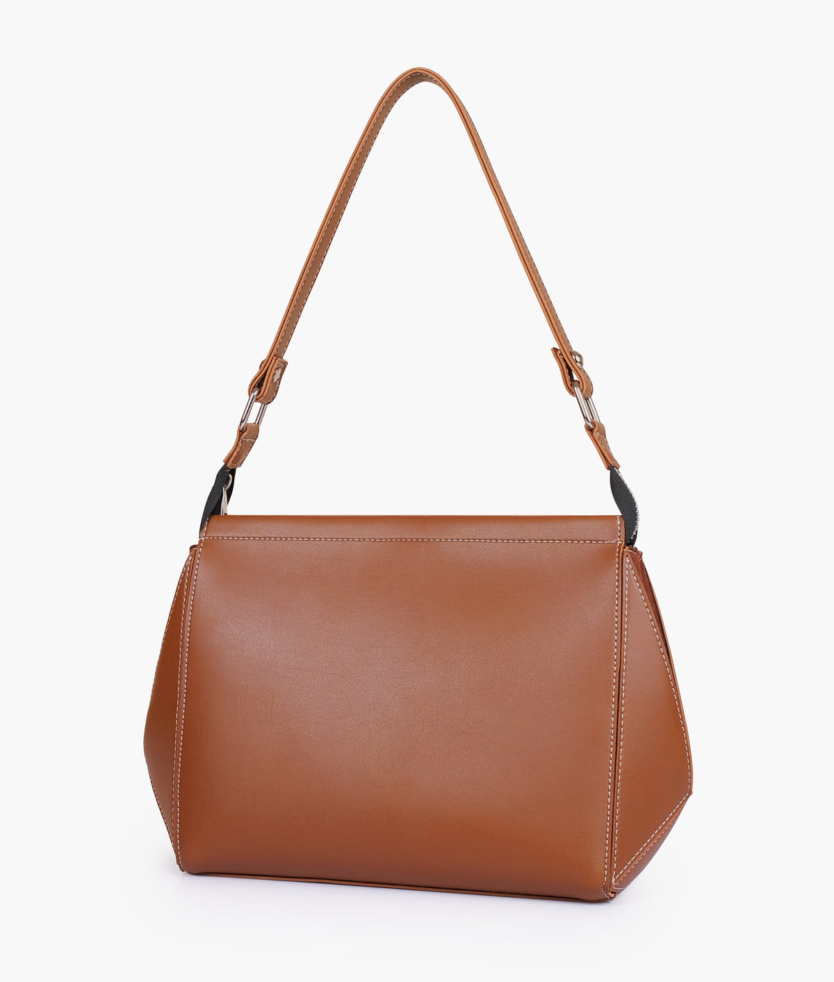 Brown color suede trio twist handbag