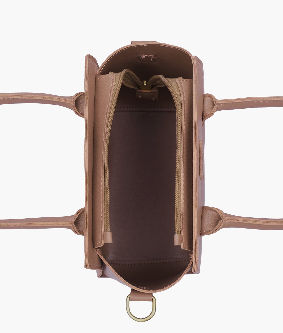 Brown color  top-handle mini handbag