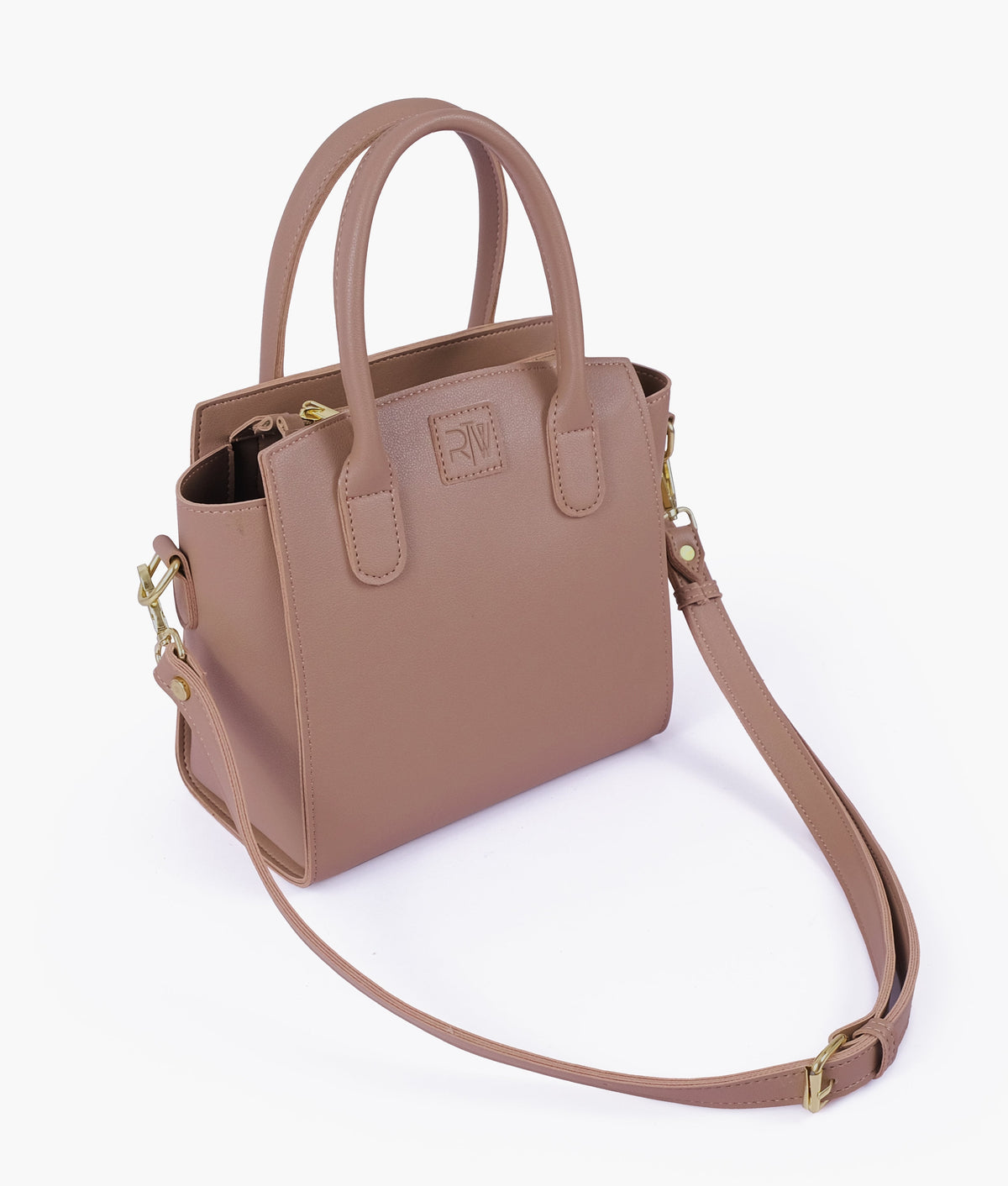 Brown color  top-handle mini handbag