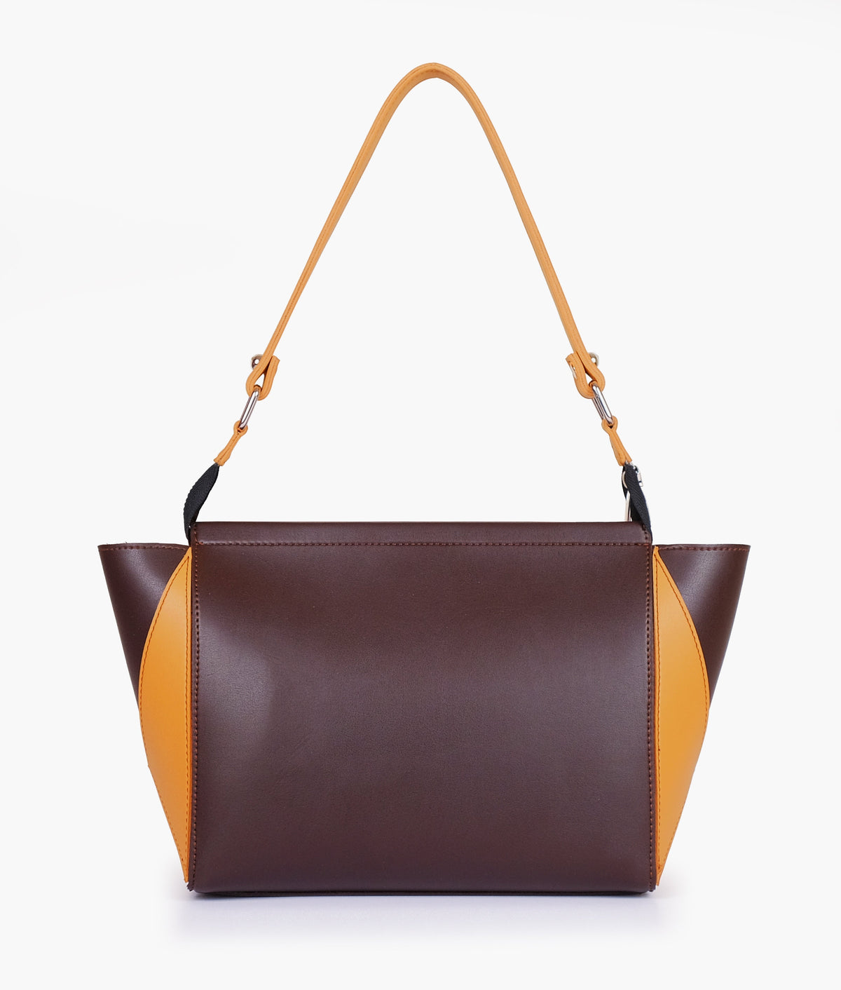 Dark brown color  and mustard trio twist handbag