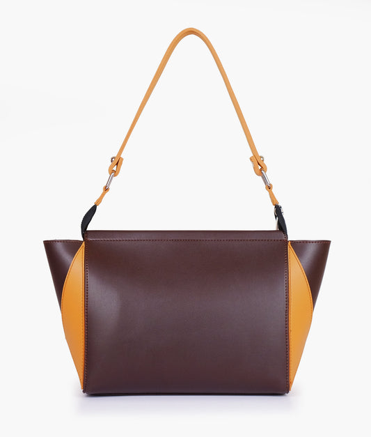 Dark brown color  and mustard trio twist handbag